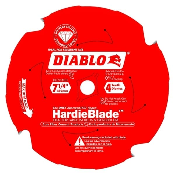 Diablo D0704DH 7‑1/4 in. x 4 Tooth Fiber Cement Blade