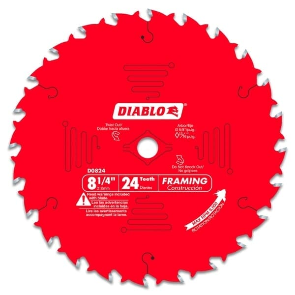 Diablo D0824X 8‑1/4 in. x 24 Tooth Framing Saw Blade