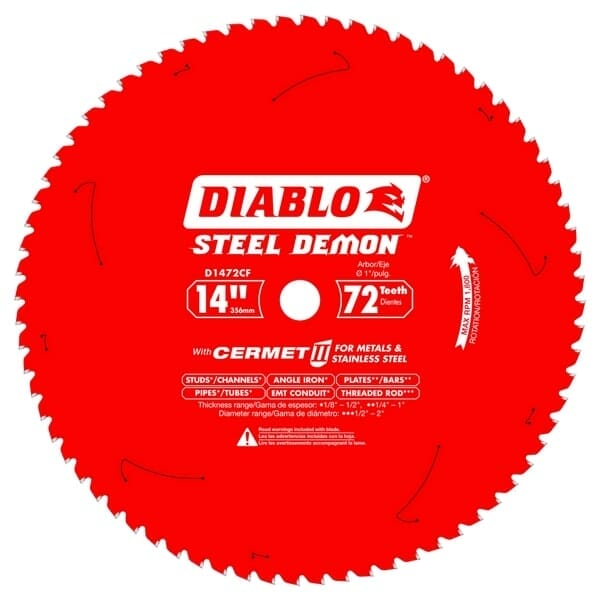 Diablo D1472CF 14 in. x 72 Tooth Cermet Metal and Stainless Steel Cutting Saw Blade