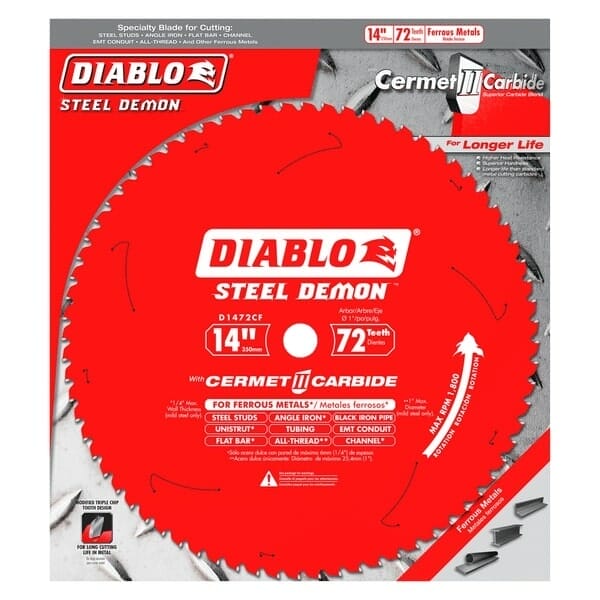 Diablo D1472CF 14 in. x 72 Tooth Cermet Metal and Stainless Steel Blade