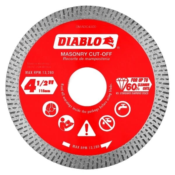 Diablo Dmadc0450 Diamond Continuous Rim Cut Off Discs For Masonry Front View Jpg