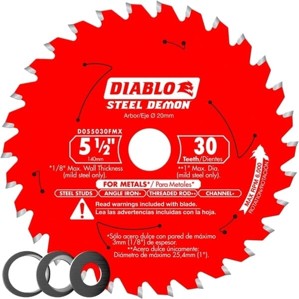D055030FMX Diablo 5‑1/2 in. x 30 Tooth Steel Demon Carbide-Tipped Saw Blade for Metal