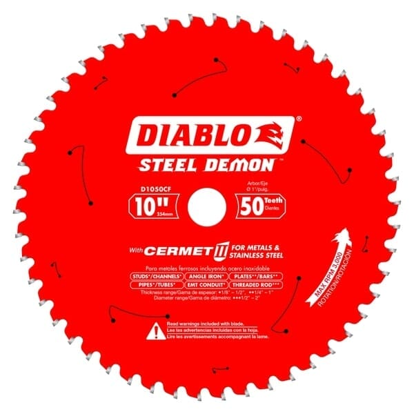 Diablo D1050CF 10 in. x 50 Tooth Steel Demon Cermet II Saw Blade for Metals and Stainless Steel