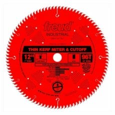freud 12in thin kerf cut off blade red coating with black letters