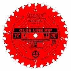 freud industrial glue line ripping blade in red coating with black letters